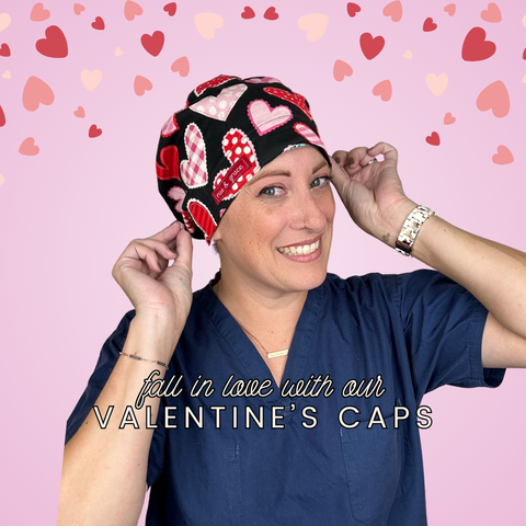 Valentine's Scrub Caps