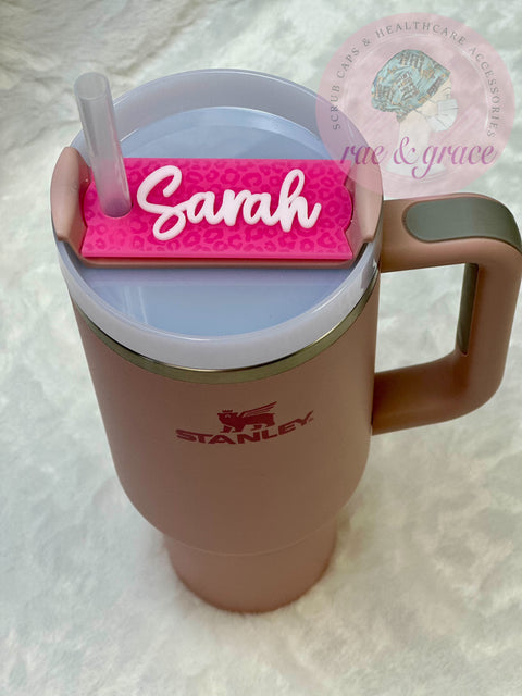 Monochromatic Leopard Personalized Name Tumbler Tag - rae & grace