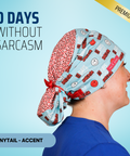 0 Days Without Sarcasm - Scrub Cap - rae & grace - Ponytail - Accent Top
