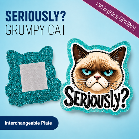 Seriously? Grumpy Cat - Badge Reel - rae & grace - Interchangeable Plate Only