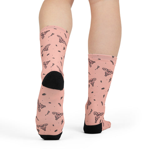 Floral Uterus (Crew Socks)