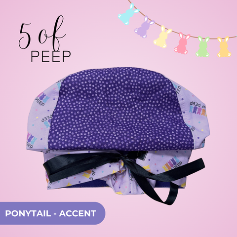 5 Of Peep - Scrub Cap - rae & grace - Ponytail - Accent Top