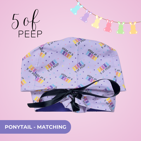 5 Of Peep - Scrub Cap - rae & grace - Ponytail - Matching Top