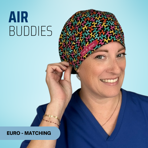 Air Buddies  - Scrub Cap - rae & grace - Euro - Matching Top