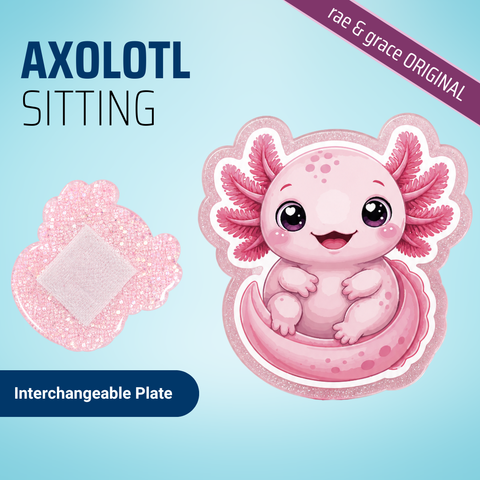 Axolotl Sitting - Badge Reel - rae & grace - Interchangeable Plate Only