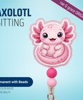 Axolotl Sitting - Badge Reel - rae & grace - Permanent/Beads