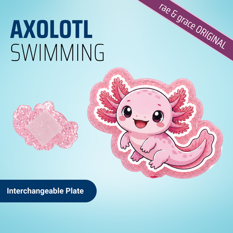 Axolotl Swimming - Badge Reel - rae & grace - Interchangeable Plate Only
