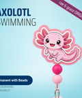 Axolotl Swimming - Badge Reel - rae & grace - Permanent/Beads