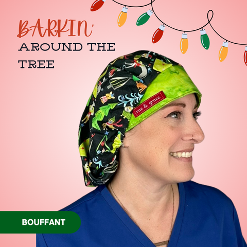 Barkin’ Around The Tree - Scrub Cap - rae & grace - Bouffant