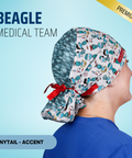 Beagle Medical Team - Scrub Cap - rae & grace - Ponytail - Accent Top