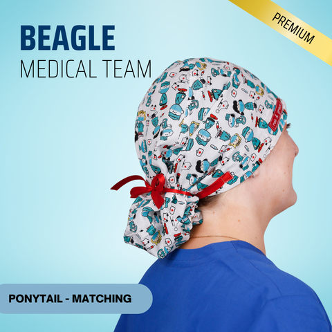 Beagle Medical Team - Scrub Cap - rae & grace - Ponytail - Matching Top