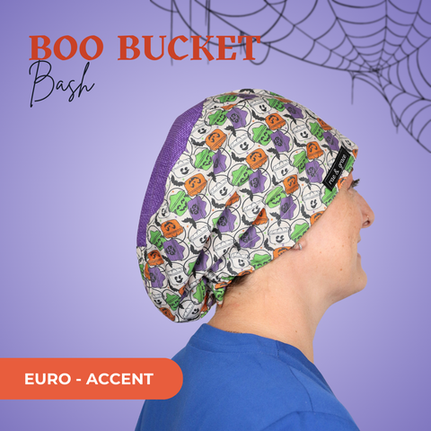Boo Bucket Bash - Scrub Cap - rae & grace - Euro - Accent Top