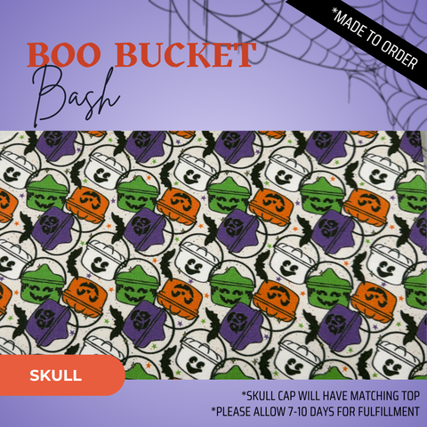 Boo Bucket Bash - Scrub Cap - rae & grace - Skull Cap - *Made to order