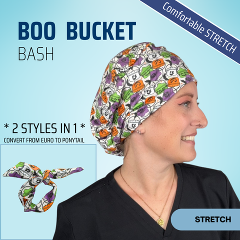 Boo Bucket Bash - Scrub Cap - rae & grace - Stretch