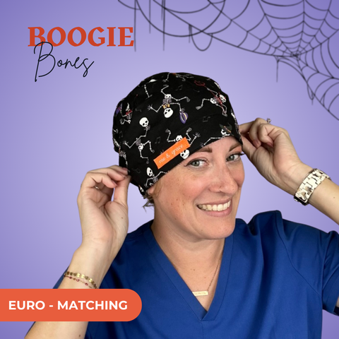 Boogie Bones  - Scrub Cap - rae & grace - Euro - Matching Top