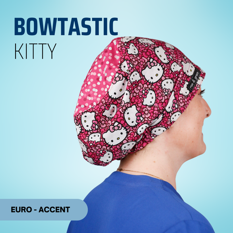 Bowtastic Kitty - Scrub Cap - rae & grace - Euro - Accent Top