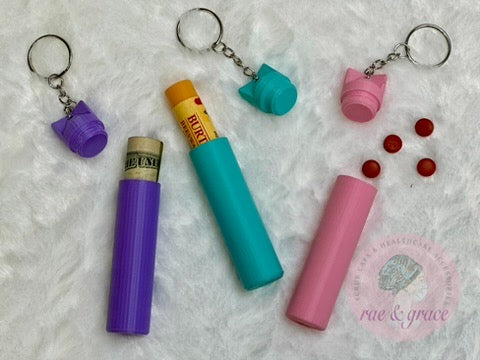 Keychain Cylinder for Chapstick, Pills, Money, ect...