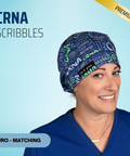 Crna Scribbles Blue - Scrub Cap - rae & grace - Euro - Matching Top