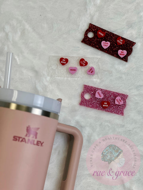 Scattered Candy Heart - Tumbler Tag