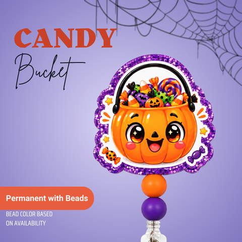 Candy Bucket - Badge Reel - rae & grace - Permanent/Beads