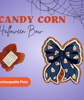 Candy Corn Halloween Bow - Badge Reel - rae & grace - Interchangeable Plate Only