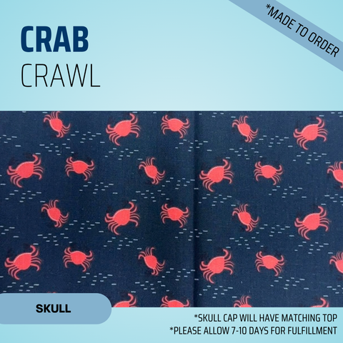 Crab Crawl - Scrub Cap - rae & grace - Skull Cap - *Made to order