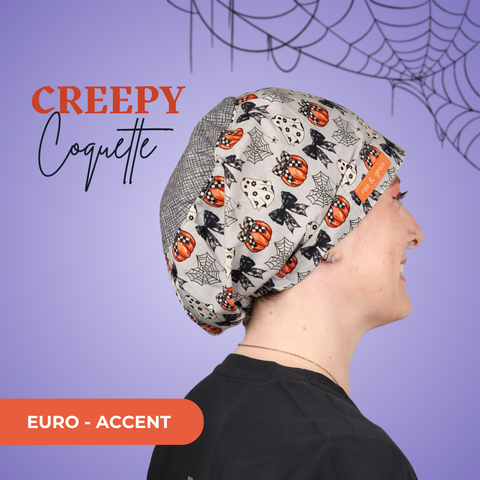 Creepy Coquette - Scrub Cap - rae & grace - Euro - Accent Top