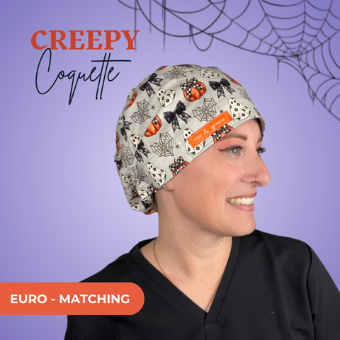 Creepy Coquette - Scrub Cap - rae & grace - Euro - Matching Top