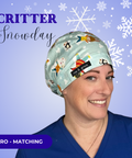 Critter Snow Day - Scrub Cap - rae & grace - Euro - Matching Top
