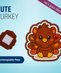 Cute Turkey - Badge Reel - rae & grace - Interchangeable Plate Only