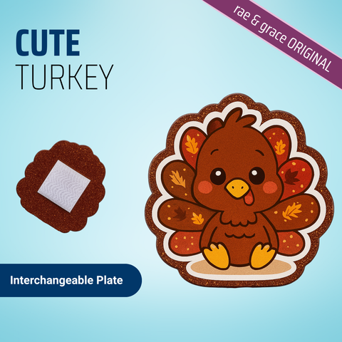 Cute Turkey - Badge Reel - rae & grace - Interchangeable Plate Only