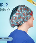 Dr P. Daisies - Scrub Cap - rae & grace - Euro - Accent Top