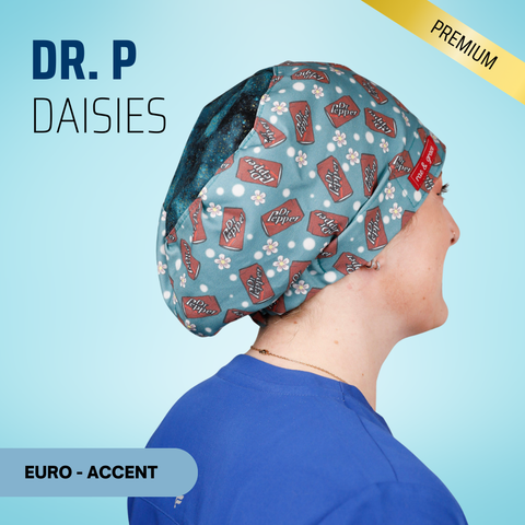 Dr P. Daisies - Scrub Cap - rae & grace - Euro - Accent Top