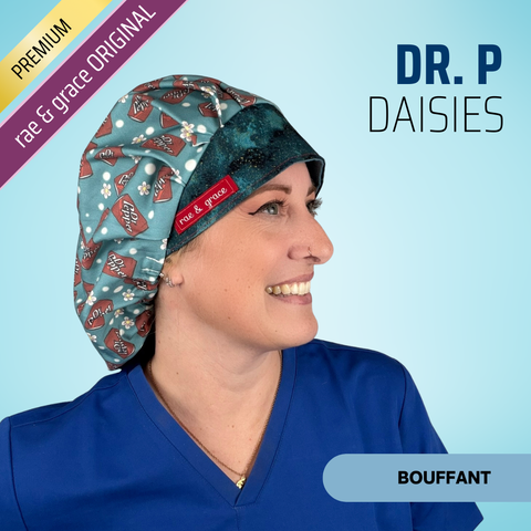 Dr P. Daisies - Scrub Cap - rae & grace - Bouffant