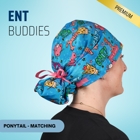 ENT Buddies - Scrub Cap - rae & grace - Ponytail - Matching Top