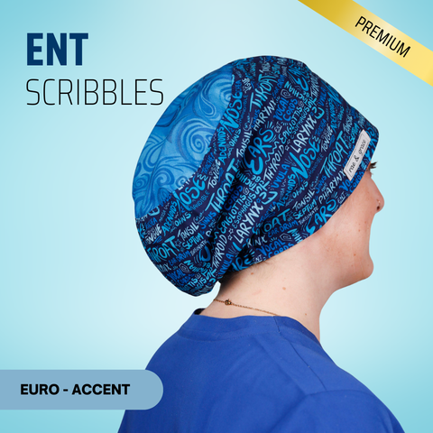 Ent Scribbles - Scrub Cap - rae & grace - Euro - Accent Top