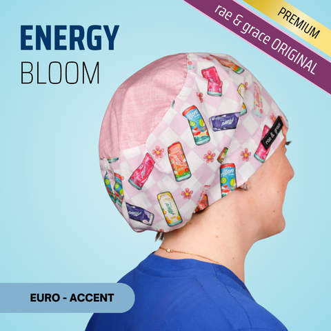 Energy Bloom Checkered - Scrub Cap - rae & grace - Euro - Accent Top