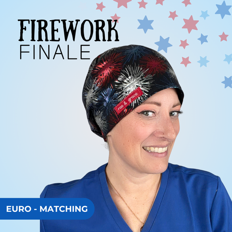 Firework Finale - Scrub Cap - rae & grace - Euro - Matching Top
