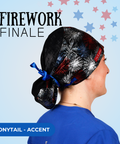 Firework Finale - Scrub Cap - rae & grace - Ponytail - Accent Top