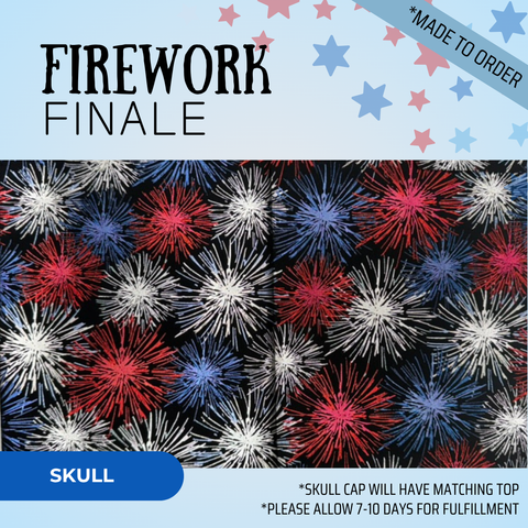 Firework Finale - Scrub Cap - rae & grace - Skull Cap - *Made to order