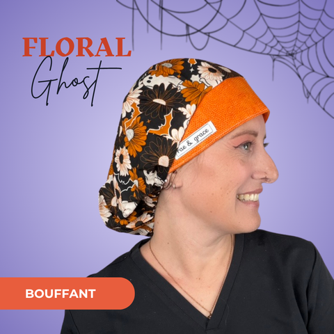 Floral Ghosts - Scrub Cap - rae & grace - Bouffant