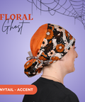 Floral Ghosts - Scrub Cap - rae & grace - Ponytail - Accent Top