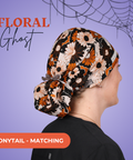 Floral Ghosts - Scrub Cap - rae & grace - Ponytail - Matching Top