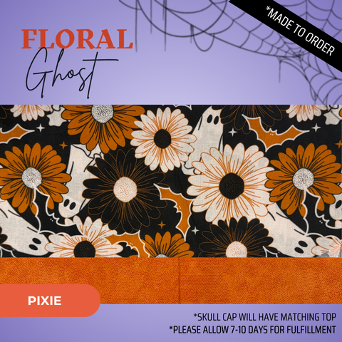 Floral Ghosts - Scrub Cap - rae & grace - Pixie - *Made to order