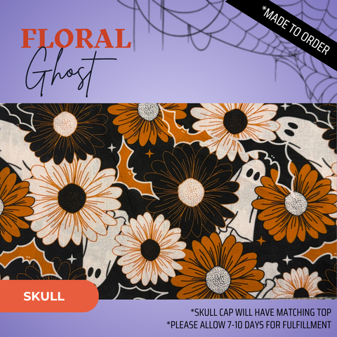 Floral Ghosts - Scrub Cap - rae & grace - Skull Cap - *Made to order