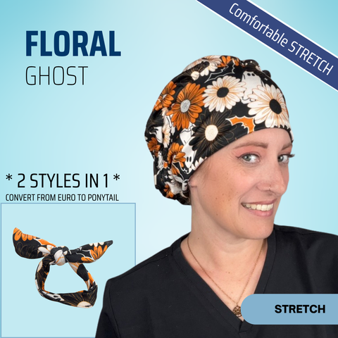 Floral Ghosts - Scrub Cap - rae & grace - Stretch