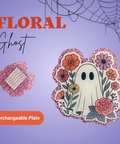 Floral Ghost - Badge Reel - rae & grace - Interchangeable Plate Only