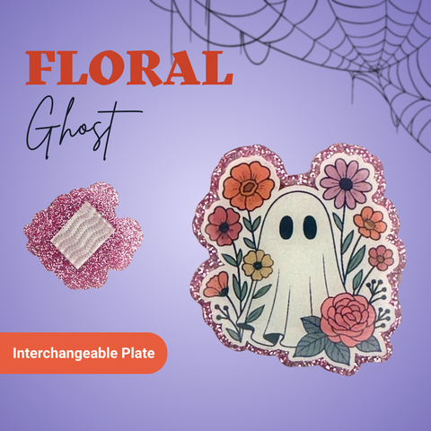 Floral Ghost - Badge Reel - rae & grace - Interchangeable Plate Only