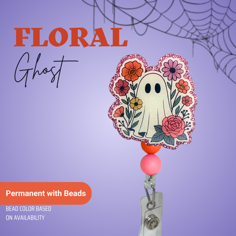 Floral Ghost - Badge Reel - rae & grace - Permanent/Beads