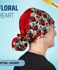 Floral Heart - Scrub Cap - rae & grace - Ponytail - Accent Top